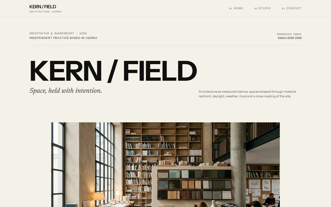 KERN / FIELD: a typography-led website for an architecture studio